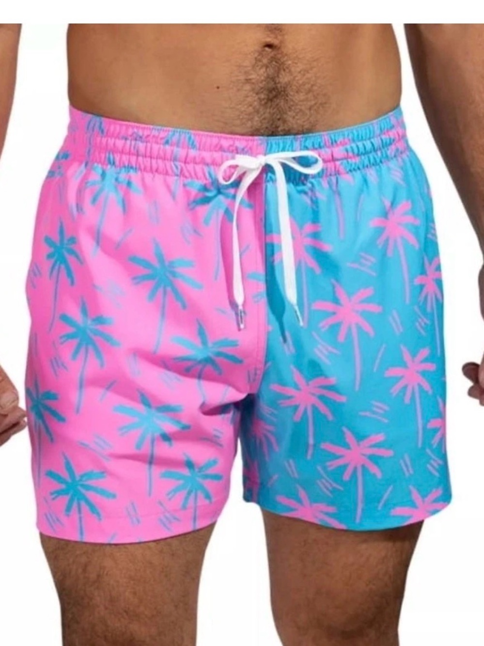 Chubbies Men’s “The Prince of Prints” Pink Blue Palm Tree 5.5" Swim Trunks Sz XS